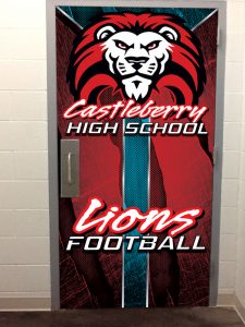 custom door wrap Castleberry High School