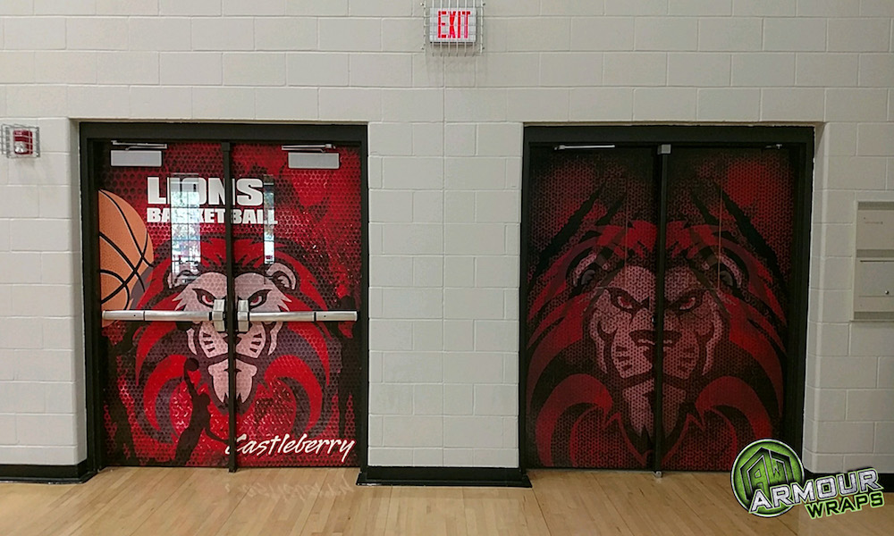 basketball Gym door wrap castleberry high school